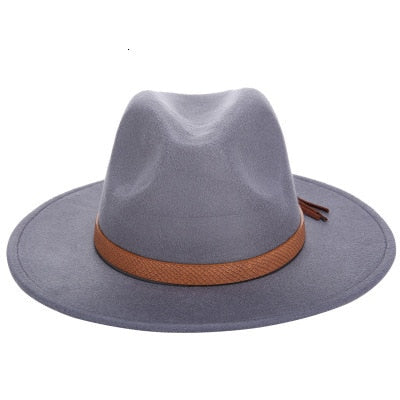 Women Wide Brim Wool Felt Jazz Fedora Hats