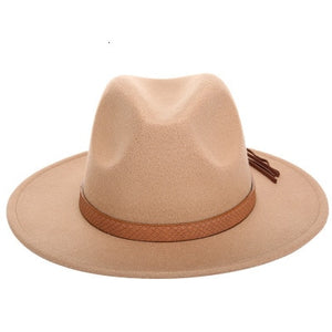 Women Wide Brim Wool Felt Jazz Fedora Hats