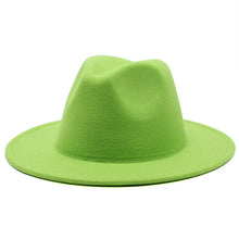 Load image into Gallery viewer, All-match Wide Brim Fedora Hat For Women Solid Color Wool Felt Hat For Men Autumn Winter Panama Gamble Yellow Jazz Cap 56-61cm