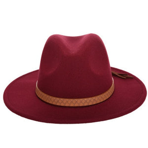 Women Wide Brim Wool Felt Jazz Fedora Hats