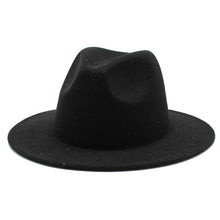 Load image into Gallery viewer, All-match Wide Brim Fedora Hat For Women Solid Color Wool Felt Hat For Men Autumn Winter Panama Gamble Yellow Jazz Cap 56-61cm